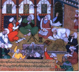 Astronomen im Observatorium von Maragha (Zeitgenössisch, Drawn by Behzad (jamjamshid.com, 2014: 1))